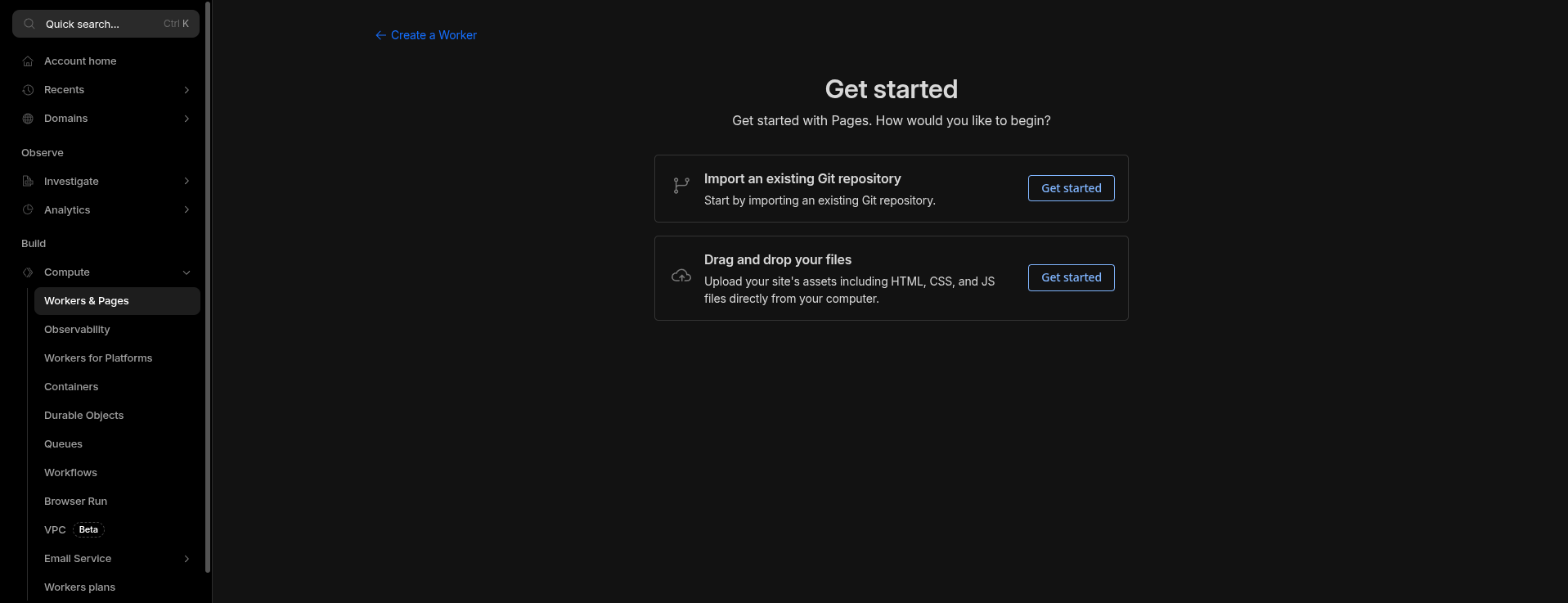 Create Cloudflare Pages Project